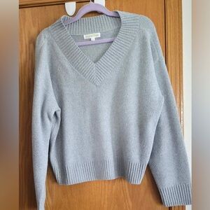 Sunday Light Gray V-Neck Women's Sweater
